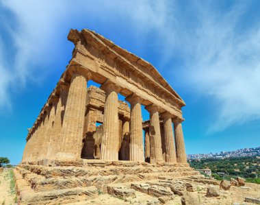 Tapınak Concordia ünlü antik Yunanistan Valley, tapınaklar, Agrigento, Sicilya, İtalya. UNESCO Dünya Miras Listesi.