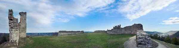 Spring Panorama View Fortress Ruins Kremenets Town Ternopil Oblast Ukraine — Stock Photo, Image
