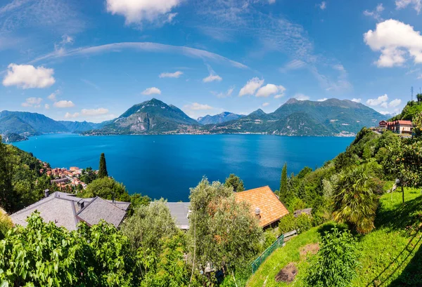 Alpské Jezero Como Letní Pohled Vrcholu Hory Itálie — Stock fotografie