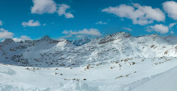 Morning Winter Windy Mountain Panorama Ski Lift Cable Cars Ski — Stock Photo, Image