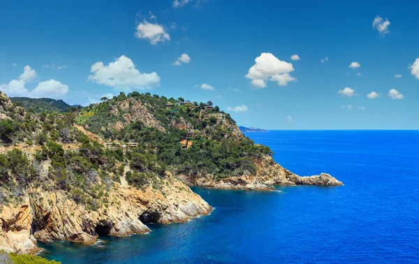 Zomer Zee Rotsachtige Kust Landschap Giverola Costa Brava Spanje Uitzicht — Stockfoto