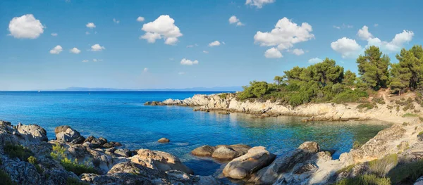 Aegean Sea Coast Landscape Aquamarine Water View Orange Beach Chalkidiki — Stock Photo, Image