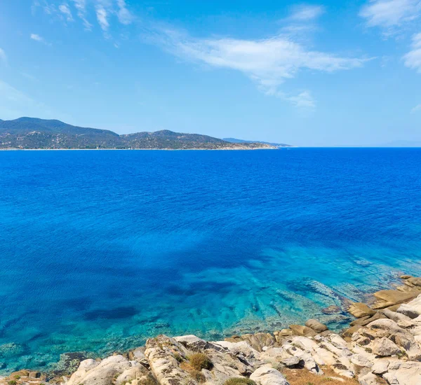 Zomer Steenachtige Kust Van Egeïsche Zee Chalkidiki Sithonia Griekenland — Stockfoto