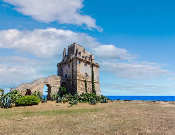 Malownicze Historyczne Fortyfikacji Wieża Torre Colimena Wybrzeżu Morza Jońskiego Salento — Zdjęcie stockowe