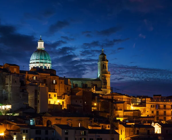 Natt Gamla Medeltida Ragusa Kända Sicilianska Staden Visa Sicilien Italien — Stockfoto