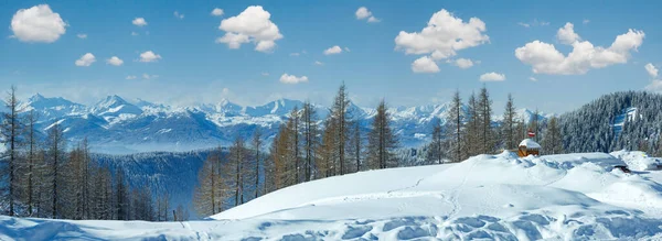 Vintern Disigt Dachstein Massivet Bergspanorama Österrike — Stockfoto