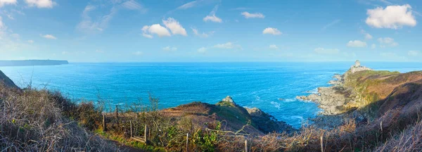 Panorama Costa Oceánica Fort Latte Castillo Latte Derecha Bretaña Francia — Foto de Stock