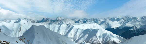 Morgon Vintern Silvretta Alperna Landskap Ski Resort Silvrettaseilbahn Ischgl Tirol — Stockfoto