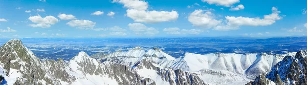 Vista Montaña Rocosa Invierno Por Mañana Panorama — Foto de Stock