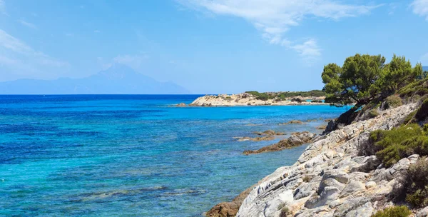 Mar Egeo Costa Paisaje Vista Cerca Playa Karidi Chalkidiki Grecia — Foto de Stock