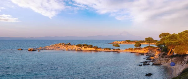 爱琴海海岸景观 Karidi 希臘的日落美景 — 图库照片