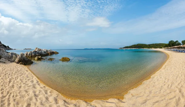 Summer Sea Coast Landscape Tristinika Beach Halkidiki Sithonia Greece People — Stockfoto