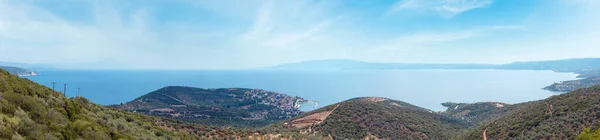 Summer Aegean Sea Coast Top View Pyrgadikia Village Shore Sithonia — 图库照片