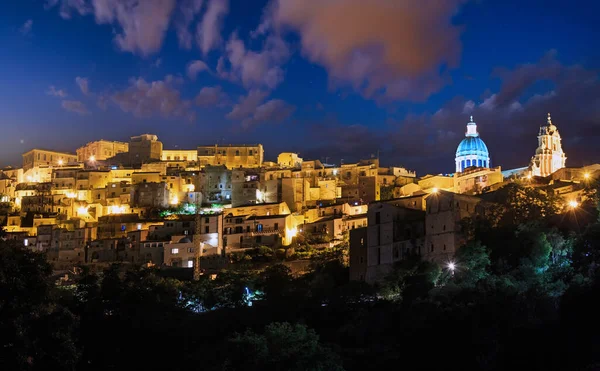 Noční Staré Středověké Ragusa Famos Sicilské Město View Sicílie Itálie — Stock fotografie