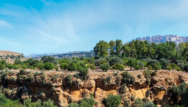 View Highway Famous Ancient Ruins Valley Temples Agrigento Sicily Italy — Foto Stock
