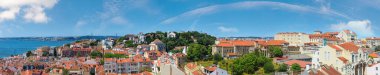 Lisbon city summer top panorama, Portugal. People are unrecognizable. 