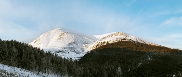 冬の朝の山の風景 ウクライナ カルパティア ペトロス山 — ストック写真