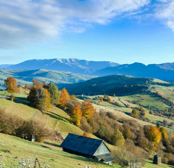 Podzimní Horské Venkovská Krajina Vesnicí Svahu Karpatský Ukrajina — Stock fotografie