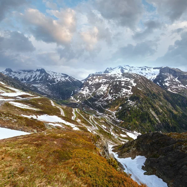 Sommer Berglandschaft Mit Strasse Grimselpass Schweiz — Stockfoto