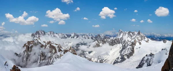 Mont Blanc Βραχώδες Βουνό Massif Καλοκαίρι Θέα Από Όρος Aiguille — Φωτογραφία Αρχείου