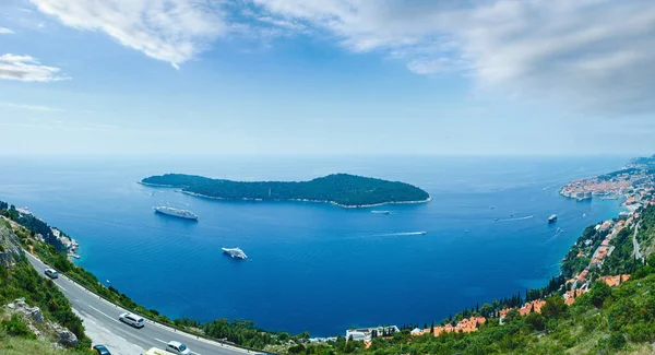 Berömda Gamla Stan Dubrovnik Sommaren Panorama Kroatien Sommaren Beskåda Från — Stockfoto
