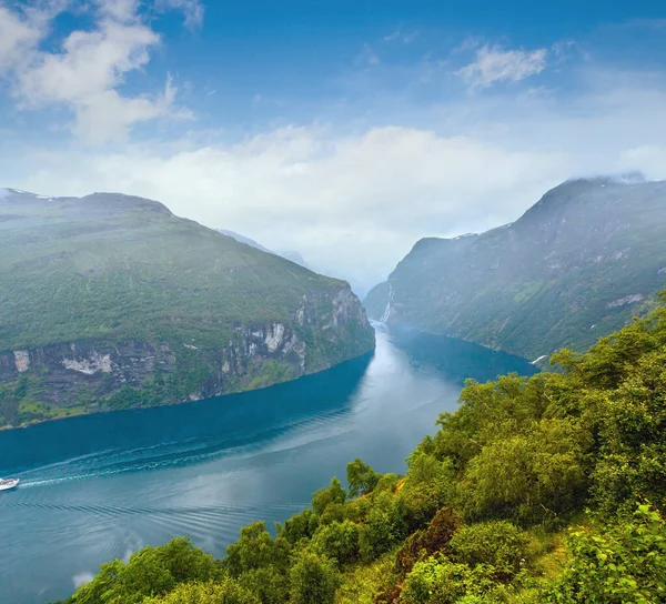 Geirangerfjorden Norge Och Vattenfall Sju Systrar Visa Från Ovan — Stockfoto