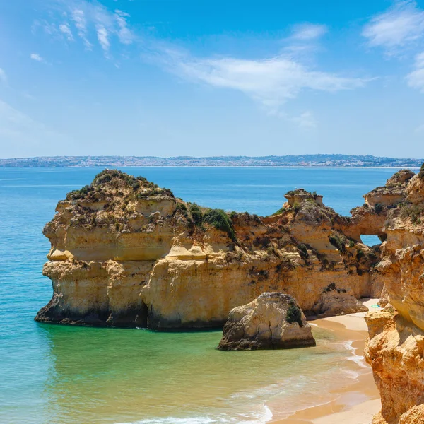 Bovenaanzicht Zandstrand Dos Tres Irmaos Portimao Alvor Algarve Portugal — Stockfoto