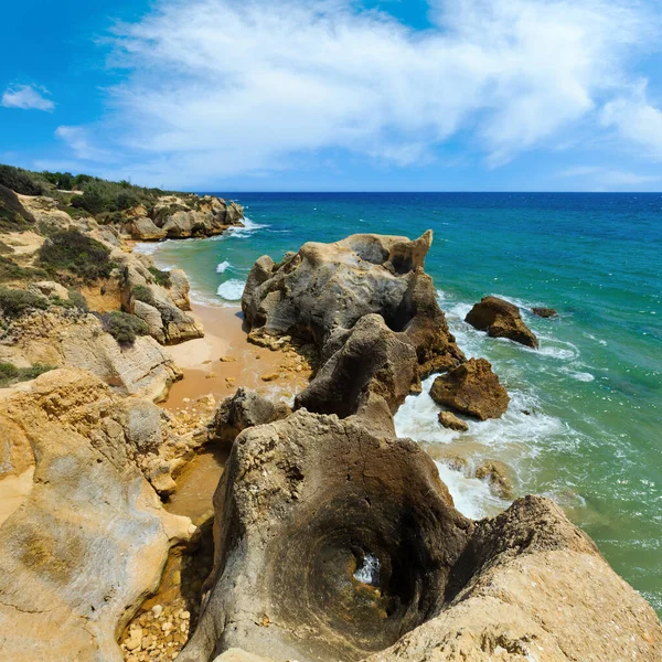 Вид Скалистое Побережье Атлантического Океана Альбукерра Алгарве Португалия — стоковое фото