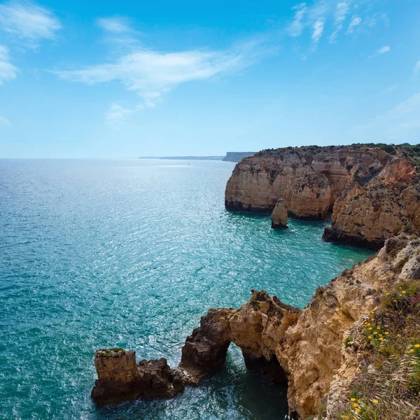 Oceano Atlântico Vista Litoral Rochosa Verão Ponta Piedade Lagos Algarve — Fotografia de Stock