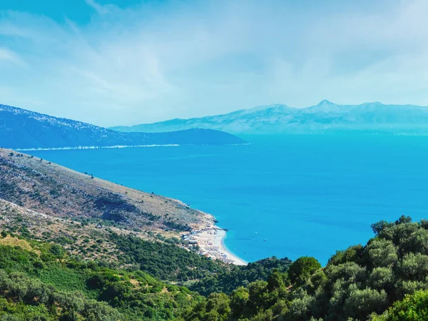 Adria Sommerküste Mit Strand Und Insel Korfu Nebel Lukove Komuna — Stockfoto
