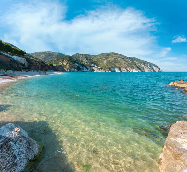 Sommaren Adriatiska Havet Stranden Contrada Mattinatella Spiaggia Mattinatella Fontana Delle — Stockfoto
