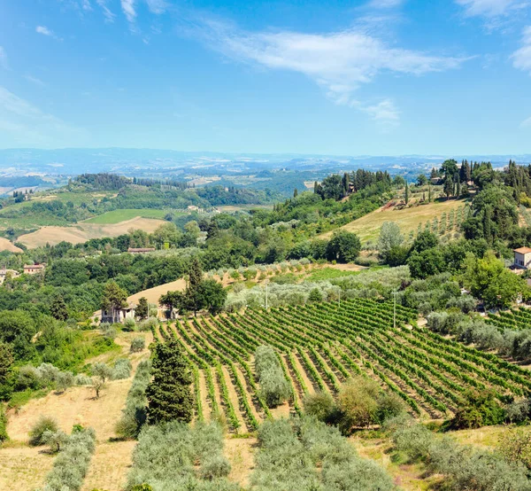 Beautiful Summer Countryside Landscape San Gimignano Town Walls Italy — Stock Photo, Image