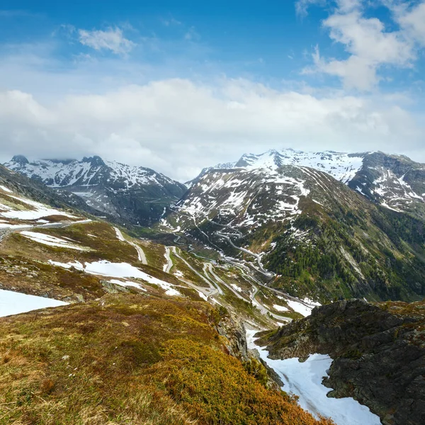 Letni Krajobraz Górski Drogi Przełęczy Grimsel Szwajcaria — Zdjęcie stockowe