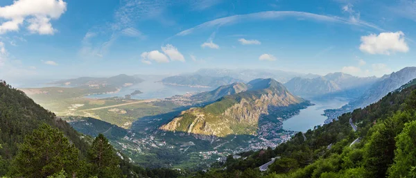 Летняя Панорама Которского Залива Высоты Города Котор Черногория — стоковое фото
