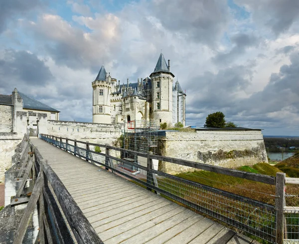 Vista Del Castillo Saumur Orillas Del Río Loira Francia Construido — Foto de Stock