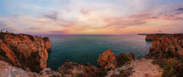 Lagos Latarni Uwrociu Ponta Piedade Algarve Portugalia Wieczorny Krajobraz — Zdjęcie stockowe