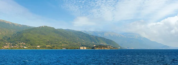 Vue Été Lac Ohrid Soirée Ville Ohrid Macédoine — Photo