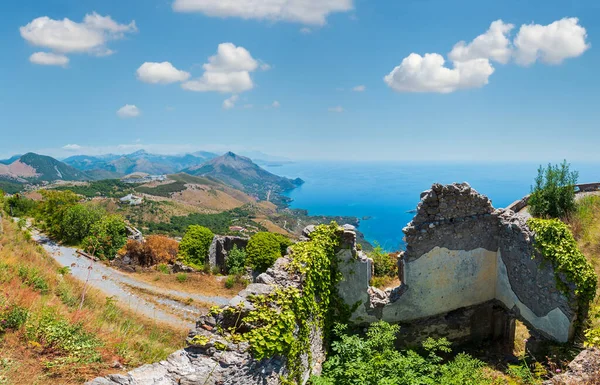 Letní Tyrhénského Moře Pobřeží Pohled San Biagio Mountain Hill Cesta — Stock fotografie