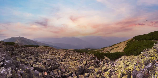 Panorama Sassoso Montagna Crepuscolare Regione Della Gorgania Dei Carpazi Ucraina — Foto Stock