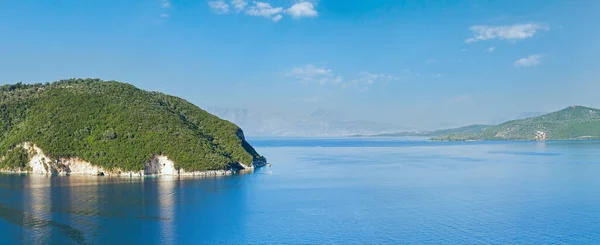 Панорама Побережья Лефкады Парусники Бухте Нидри Греция — стоковое фото