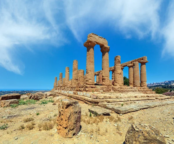 有名な古代ギリシャ神殿の谷 アグリジェント シチリア島 イタリアでのジュノの寺 ユネスコ世界遺産 — ストック写真
