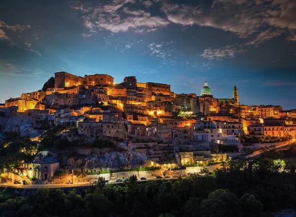 Nuit Médiévale Ragusa Ibla Famos Vue Sur Ville Sicilienne Sicile — Photo
