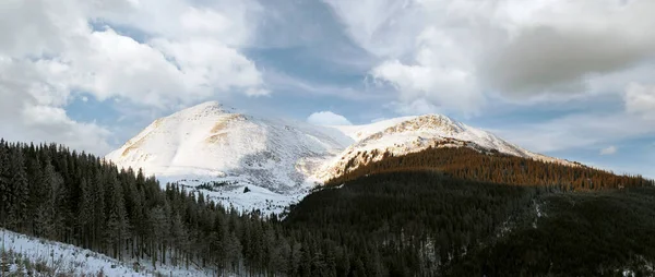 Kış Erken Şafak Vakti Dağ Manzarası Ukrayna Karpatlar Petros Dağı — Stok fotoğraf