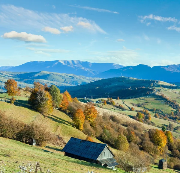Herfst Berglandschap Land Met Dorp Helling Karpaten Oekraïne — Stockfoto