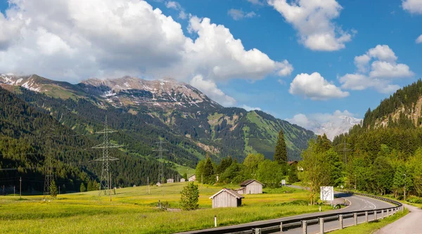 Verão Alpes Montanha Vale Paisagem Panorâmica Estrada Áustria — Fotografia de Stock