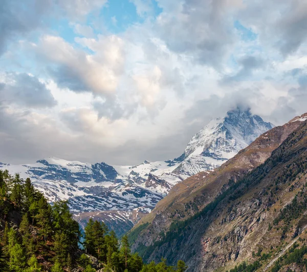 Yaz Matterhorn Dağ Manzarası Alpler Sviçre Zermatt Ilçe Sınırı — Stok fotoğraf
