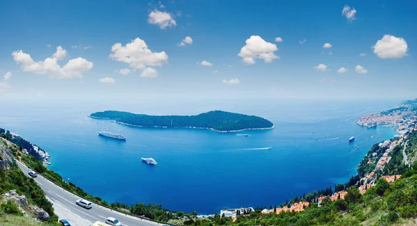 Berömda Gamla Stan Dubrovnik Sommaren Panorama Kroatien Sommaren Beskåda Från — Stockfoto