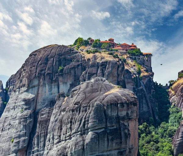 Yaz Meteora Önemli Kayalık Hıristiyanlık Dini Manastır Yunanistan Karmaşık — Stok fotoğraf