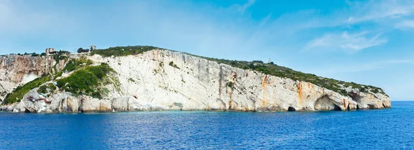Mavi Mağara Gelen Feribot Zakynthos Yunanistan Cape Skinari Görünümü Panorama — Stok fotoğraf