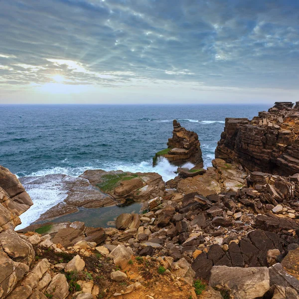 Verão Oceano Atlântico Paisagem Costeira Rochosa Peniche Portugal — Fotografia de Stock
